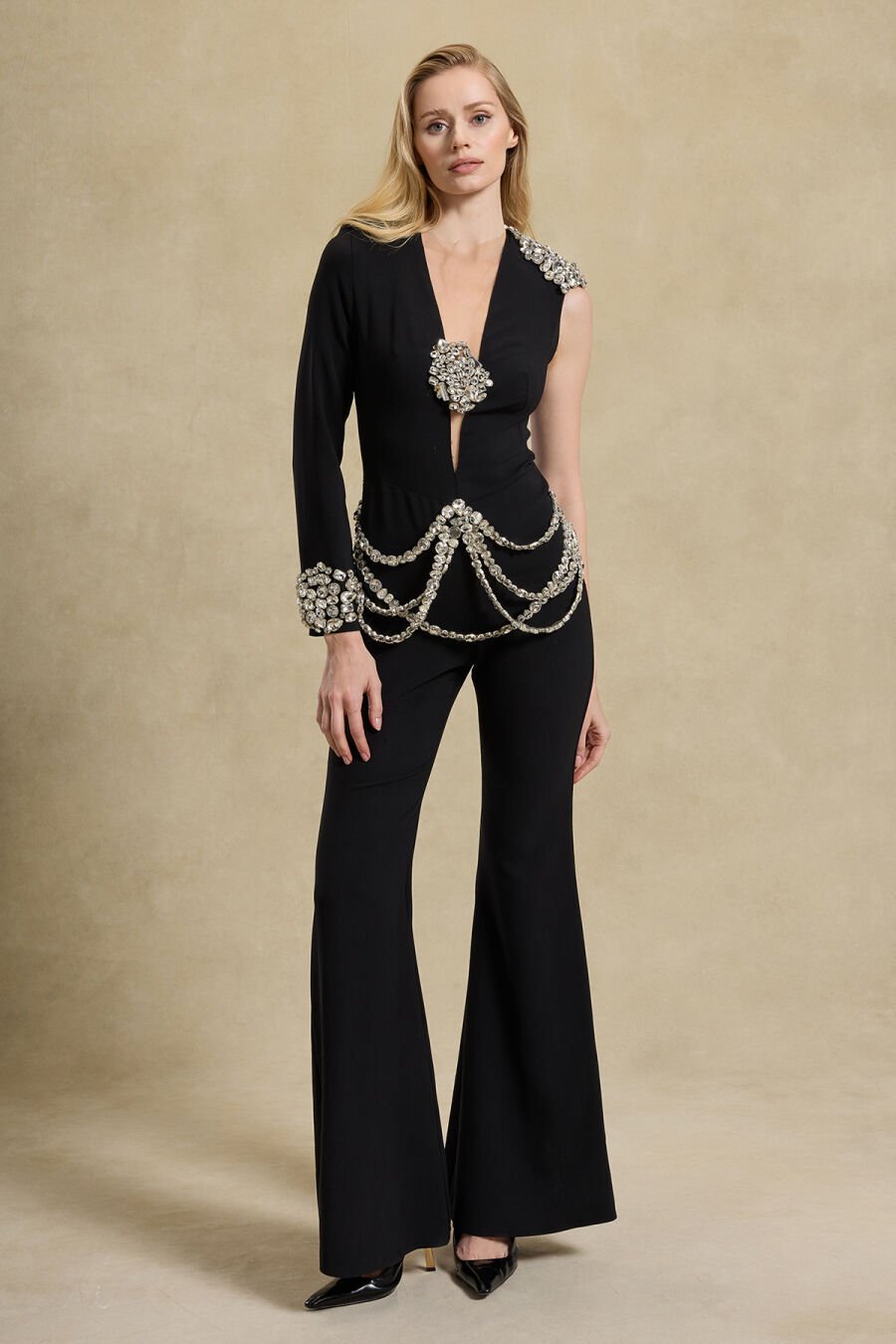 KAREN TULUM Taş Detaylı, Kristal El İşlemeli, Krep Tulum